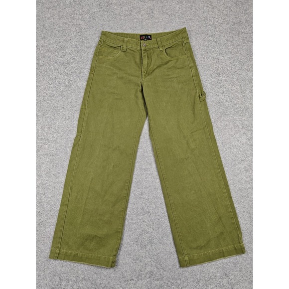 Delia's Pants - Delias Pants Teens Medium Green Carpenter Cotton Twill Straight Leg Casual